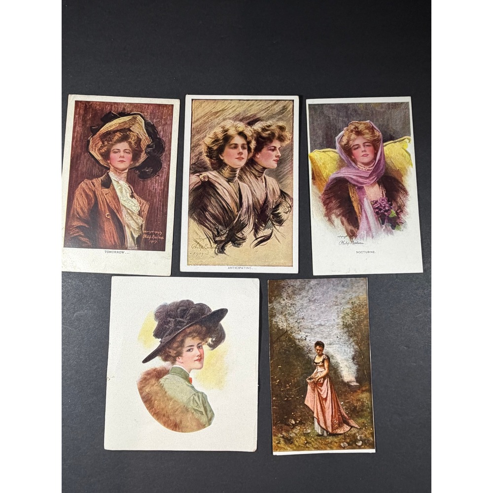 VTG Philip Boileau Postcard‎ Set Art Nouveau Gibson Girl 4 Postcards 1 Picture